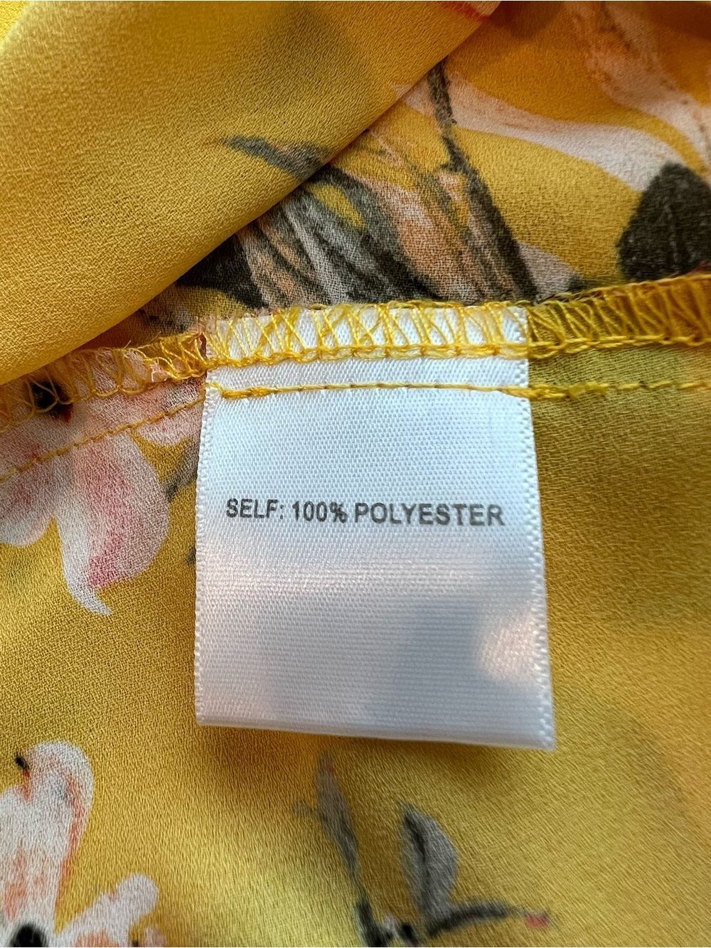 Rose + Olive Yellow Floral Ruffle Neck Sleeveless Blouse Top Size Small - Picture 8 of 9